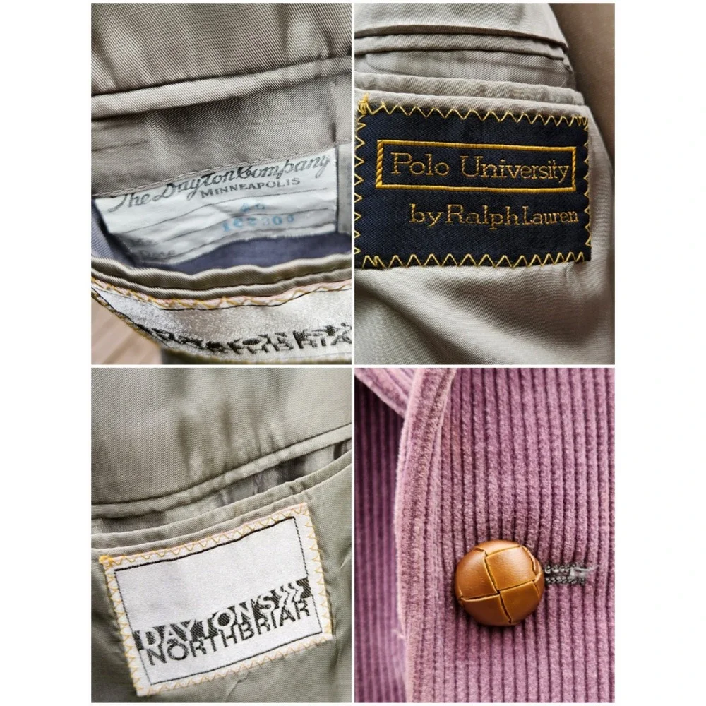Polo University Ralph‎ Lauren Blazer Purple Corduroy Leather Buttons Size 40